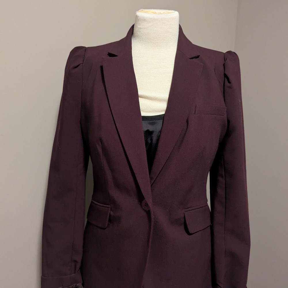 Black Label Purple Blazer with Notched Lapels and Structured Shoulders